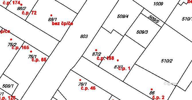 Sezimovo Ústí 158 na parcele st. 87/2 v KÚ Sezimovo Ústí, Katastrální mapa