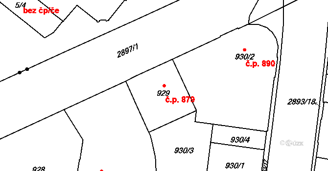 Předměstí 879, Opava na parcele st. 929 v KÚ Opava-Předměstí, Katastrální mapa