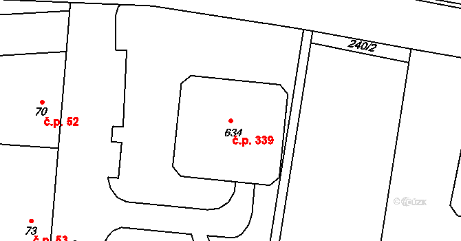 Krasice 339, Prostějov na parcele st. 634 v KÚ Krasice, Katastrální mapa