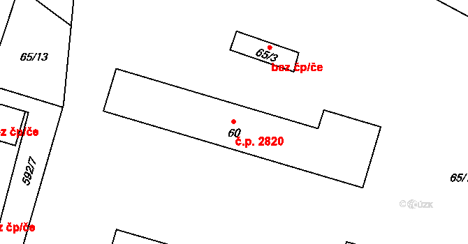 Rožnov pod Radhoštěm 2820 na parcele st. 60 v KÚ Hážovice, Katastrální mapa