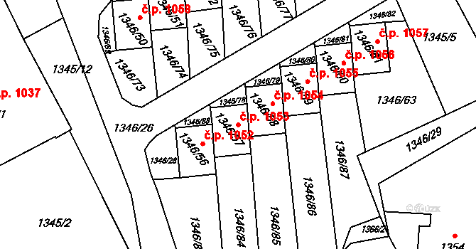 Šluknov 1053 na parcele st. 1346/57 v KÚ Šluknov, Katastrální mapa