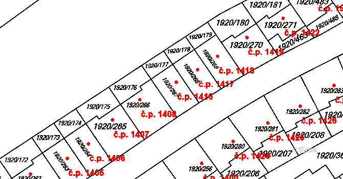 Uhříněves 1416, Praha na parcele st. 1920/267 v KÚ Uhříněves, Katastrální mapa