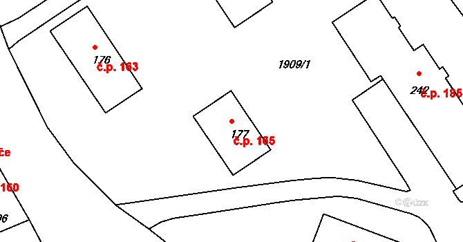 Přibyslavice 165 na parcele st. 177 v KÚ Přibyslavice nad Jihlavou, Katastrální mapa