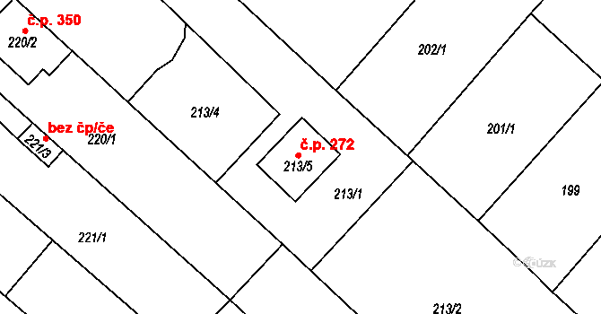 Rebešovice 272 na parcele st. 213/5 v KÚ Rebešovice, Katastrální mapa
