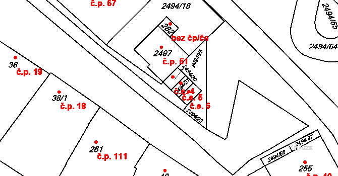 Mouřínov 4 na parcele st. 2494/20 v KÚ Mouřínov, Katastrální mapa