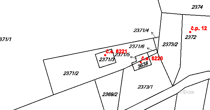 Vodná 6221, Kamenice nad Lipou na parcele st. 2371/3 v KÚ Kamenice nad Lipou, Katastrální mapa