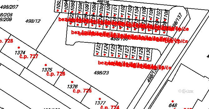 Znojmo 41682050 na parcele st. 1124 v KÚ Přímětice, Katastrální mapa