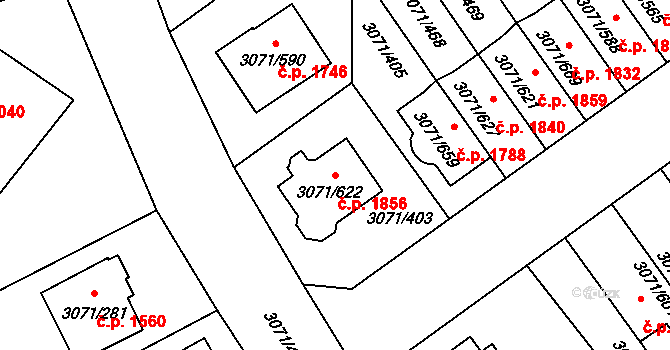 Hlučín 1856 na parcele st. 3071/622 v KÚ Hlučín, Katastrální mapa