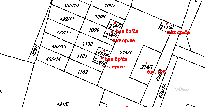 Křešice 47613050 na parcele st. 214/5 v KÚ Křešice u Litoměřic, Katastrální mapa