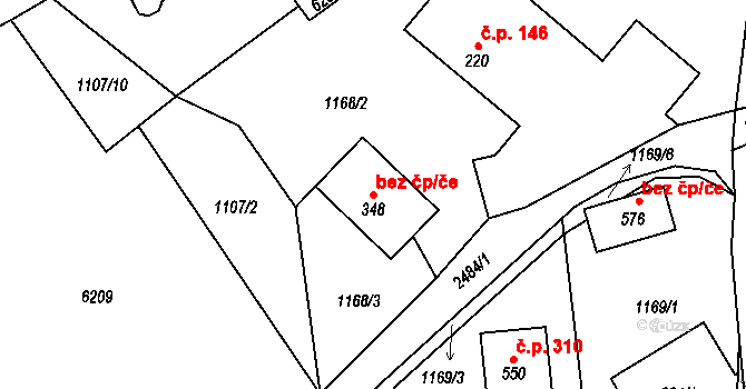 Hnátnice 49447050 na parcele st. 348 v KÚ Hnátnice, Katastrální mapa