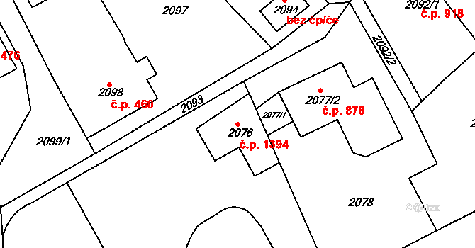 Smržovka 1394 na parcele st. 2076 v KÚ Smržovka, Katastrální mapa