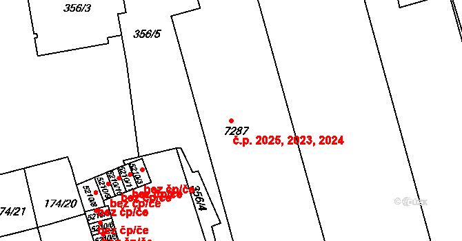Zelené Předměstí 2023,2024,2025, Pardubice na parcele st. 7287 v KÚ Pardubice, Katastrální mapa
