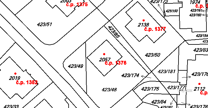 Hluboká nad Vltavou 1376 na parcele st. 2057 v KÚ Hluboká nad Vltavou, Katastrální mapa