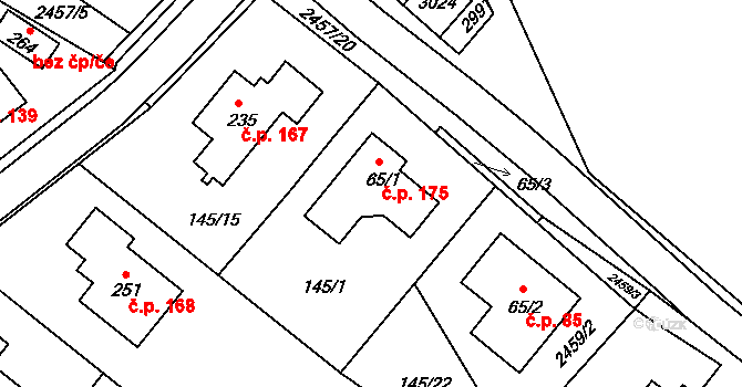 Jámy 175 na parcele st. 65/1 v KÚ Jámy, Katastrální mapa