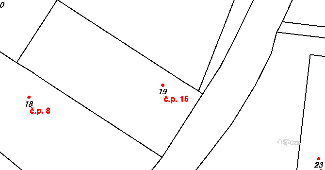 Lubno 15, Habry na parcele st. 19 v KÚ Lubno u Bačkova, Katastrální mapa