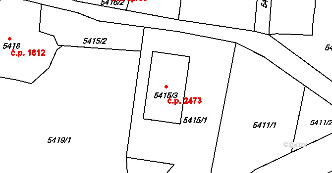 Pod Bezručovým vrchem 2473, Krnov na parcele st. 5415/3 v KÚ Krnov-Horní Předměstí, Katastrální mapa