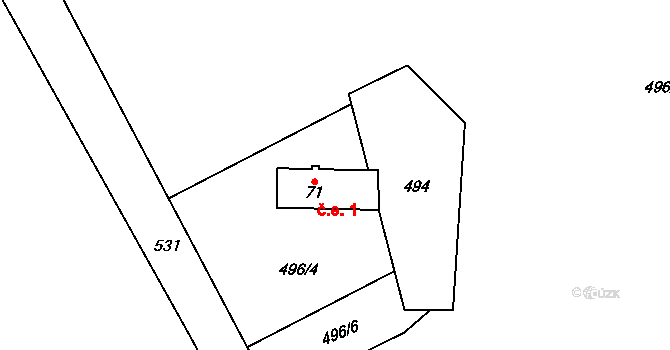 Zdislavice 1, Herálec na parcele st. 71 v KÚ Zdislavice u Herálce, Katastrální mapa