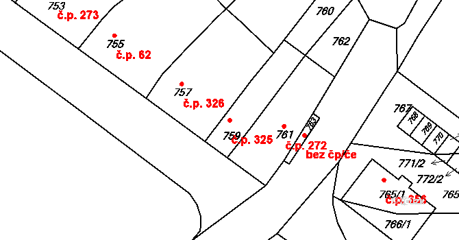 Borkovany 325 na parcele st. 759 v KÚ Borkovany, Katastrální mapa