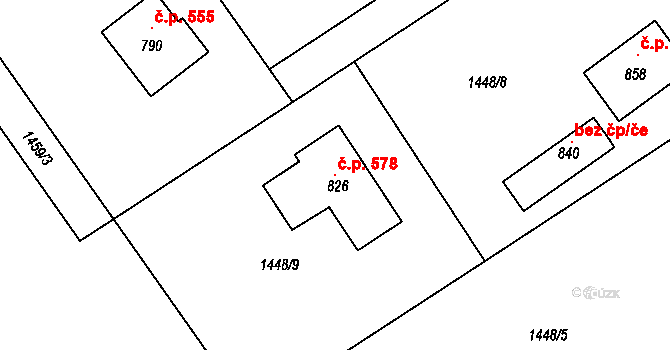 Libhošť 578 na parcele st. 826 v KÚ Libhošť, Katastrální mapa