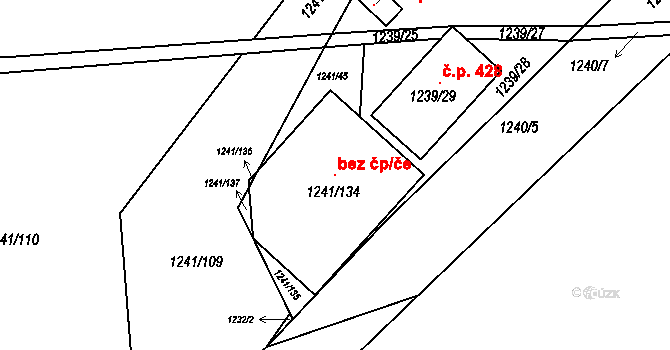 Dýšina 107158051 na parcele st. 1241/134 v KÚ Dýšina, Katastrální mapa