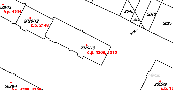Znojmo 1209,1210 na parcele st. 2029/10 v KÚ Znojmo-město, Katastrální mapa