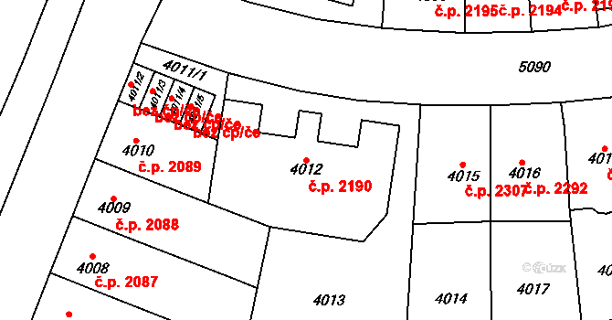 Přerov I-Město 2190, Přerov na parcele st. 4012 v KÚ Přerov, Katastrální mapa