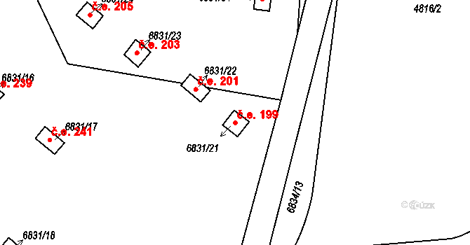 Přerov I-Město 199, Přerov na parcele st. 6831/21 v KÚ Přerov, Katastrální mapa