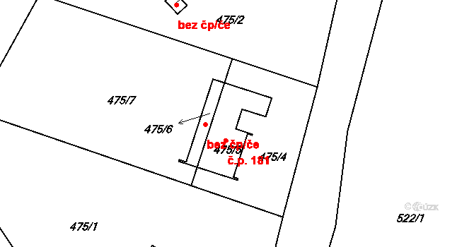 Křesetice 181 na parcele st. 475/5 v KÚ Křesetice, Katastrální mapa