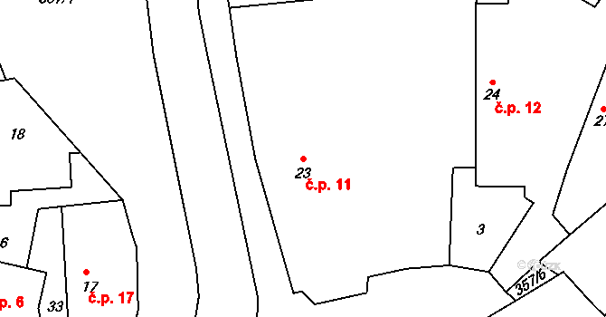 Malenovice 11, Suchdol na parcele st. 23 v KÚ Malenovice u Kutné Hory, Katastrální mapa