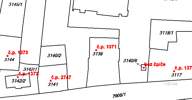 Mělník 1371 na parcele st. 3139 v KÚ Mělník, Katastrální mapa