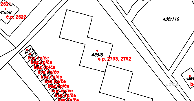Mělník 2792,2793 na parcele st. 486/6 v KÚ Mělník, Katastrální mapa