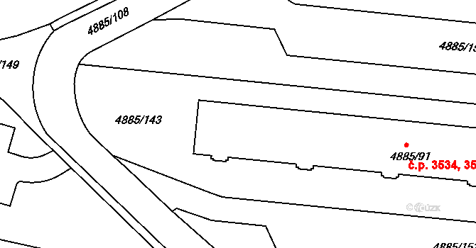 Jihlava 3534,3535,3536,3537, na parcele st. 4885/91 v KÚ Jihlava, Katastrální mapa