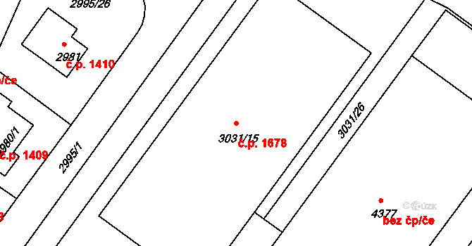 Čelákovice 1678 na parcele st. 3031/15 v KÚ Čelákovice, Katastrální mapa