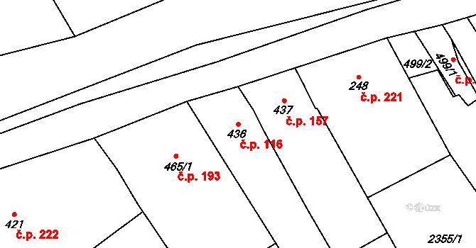 Javorník 116 na parcele st. 436 v KÚ Javorník nad Veličkou, Katastrální mapa