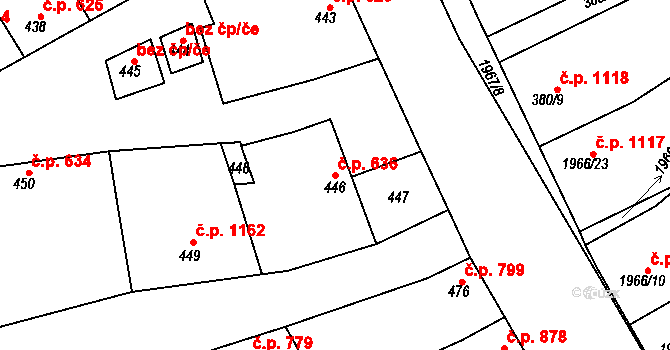 Mistřín 636, Svatobořice-Mistřín na parcele st. 446 v KÚ Mistřín, Katastrální mapa