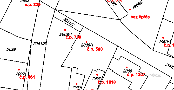 Vracov 588 na parcele st. 2008/1 v KÚ Vracov, Katastrální mapa