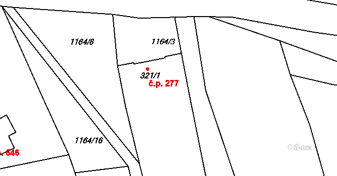Luka nad Jihlavou 277 na parcele st. 321/1 v KÚ Luka nad Jihlavou, Katastrální mapa