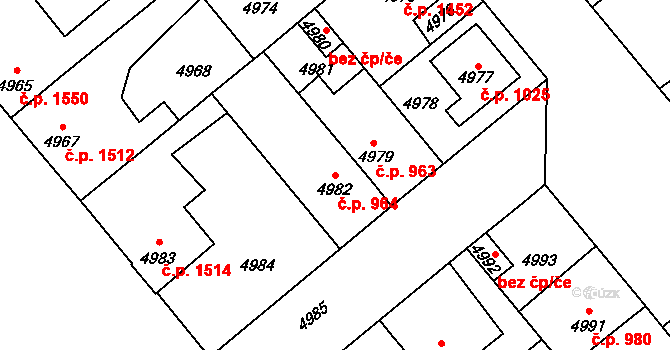 Kročehlavy 964, Kladno na parcele st. 4982 v KÚ Kročehlavy, Katastrální mapa