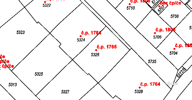 Kročehlavy 1765, Kladno na parcele st. 5326 v KÚ Kročehlavy, Katastrální mapa