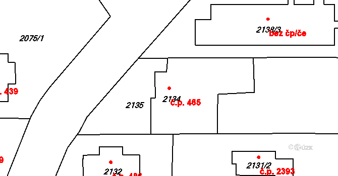 Benešov 465 na parcele st. 2134 v KÚ Benešov u Prahy, Katastrální mapa