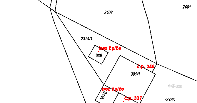 Borová 146042051 na parcele st. 836 v KÚ Borová u Poličky, Katastrální mapa
