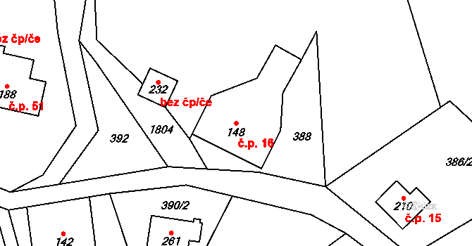 Loukov 16, Háje nad Jizerou na parcele st. 148 v KÚ Rybnice, Katastrální mapa