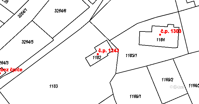 Tachov 1243 na parcele st. 1182 v KÚ Tachov, Katastrální mapa