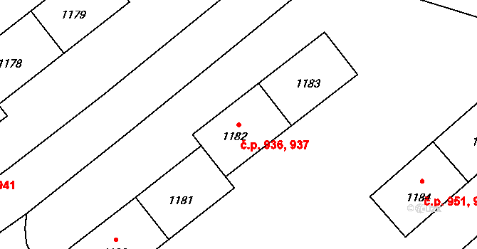Stříbro 936,937 na parcele st. 1182 v KÚ Stříbro, Katastrální mapa