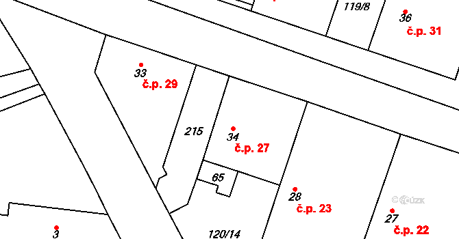 Luková 27, Nepolisy na parcele st. 34 v KÚ Luková nad Cidlinou, Katastrální mapa