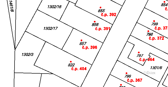 Chlumec nad Cidlinou IV 396, Chlumec nad Cidlinou na parcele st. 857 v KÚ Chlumec nad Cidlinou, Katastrální mapa
