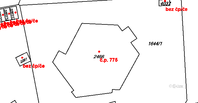 Horní Předměstí 775, Polička na parcele st. 2466 v KÚ Polička, Katastrální mapa