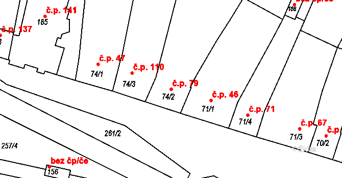 Luběnice 79 na parcele st. 74/2 v KÚ Luběnice, Katastrální mapa