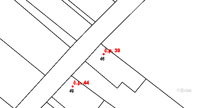 Želechovice 39, Čížkovice na parcele st. 46 v KÚ Želechovice, Katastrální mapa