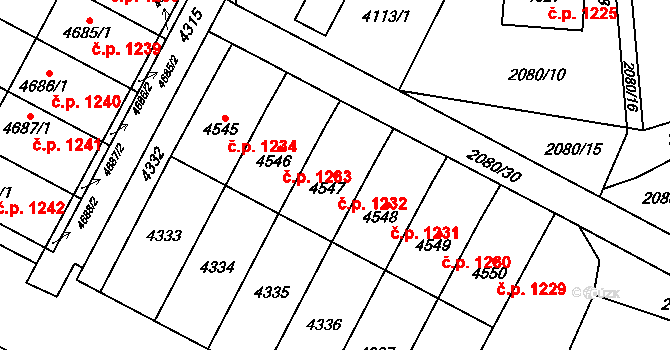 Žamberk 1232 na parcele st. 4547 v KÚ Žamberk, Katastrální mapa